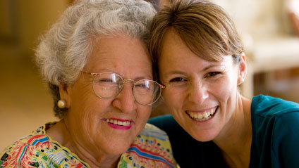 grandmother with adult grand-daughter or daughter