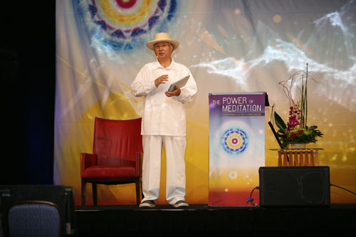 Ilchi Lee speaking at the Power of Meditation Event