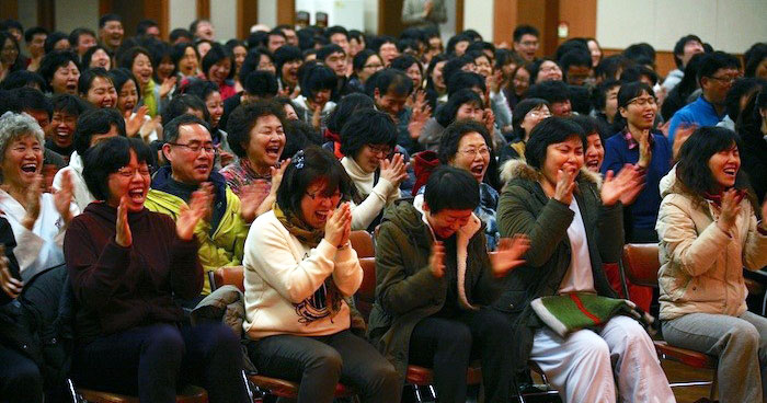 laughing, happy audience