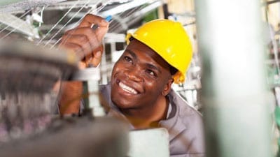 young man in industrial setting