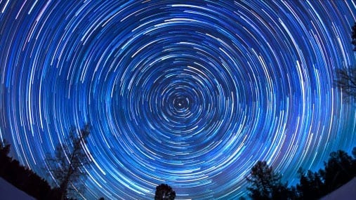 swirled time lapse of starry night sky
