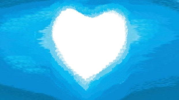 white heart on a blue watercolor background