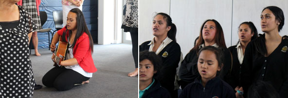 Maori children singing at school in New Zealand