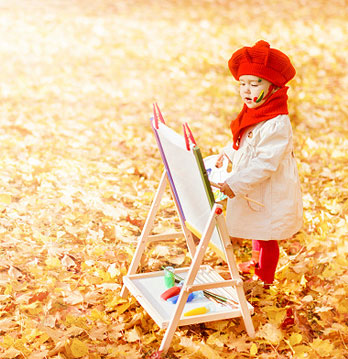 child painting canvas