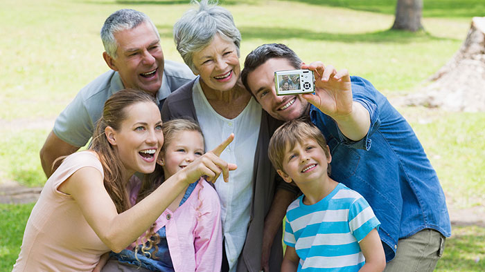 family taking a selfie