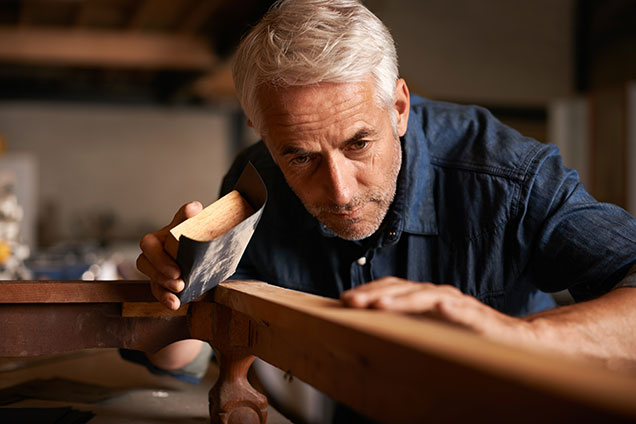 Man woodworking