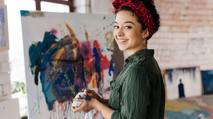 young woman painting