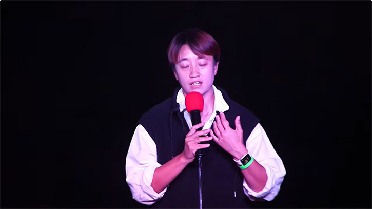 Earth Village director Yewon Hwang leads meditation